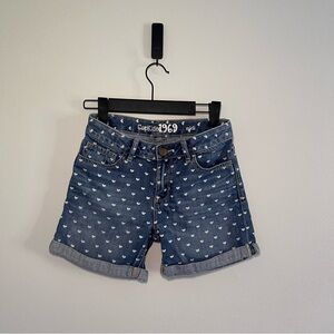 GAP Kids • Heart Print Blue Denim Shorts